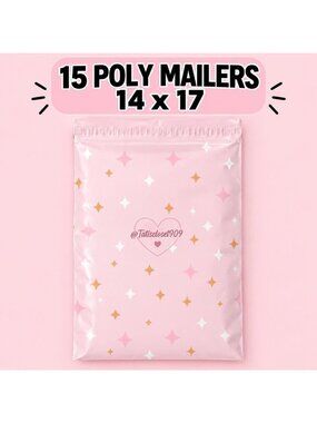 Pink star print Poly Mailer Bags Quantity 15